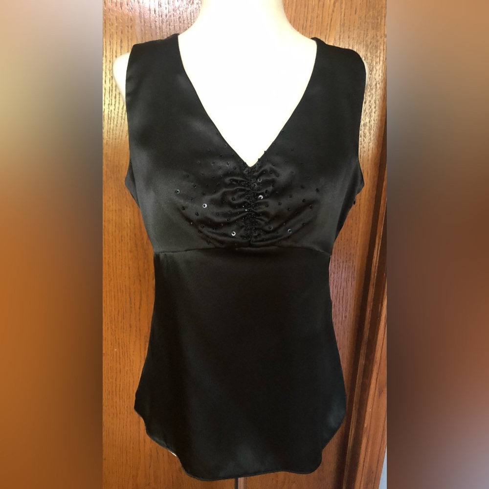 Satin- like Tank Top with beading